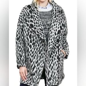 Banana Republic Black White Cocoon Spotted Leopard Wool Oversize, Small